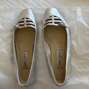 Jimmy Choo Metallic Silver Flats